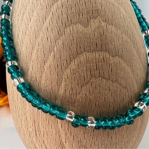 HAND CRAFTED Stretch Beaded Anklet Turquoises Blue Color 8.5” - Picture 3 of 13